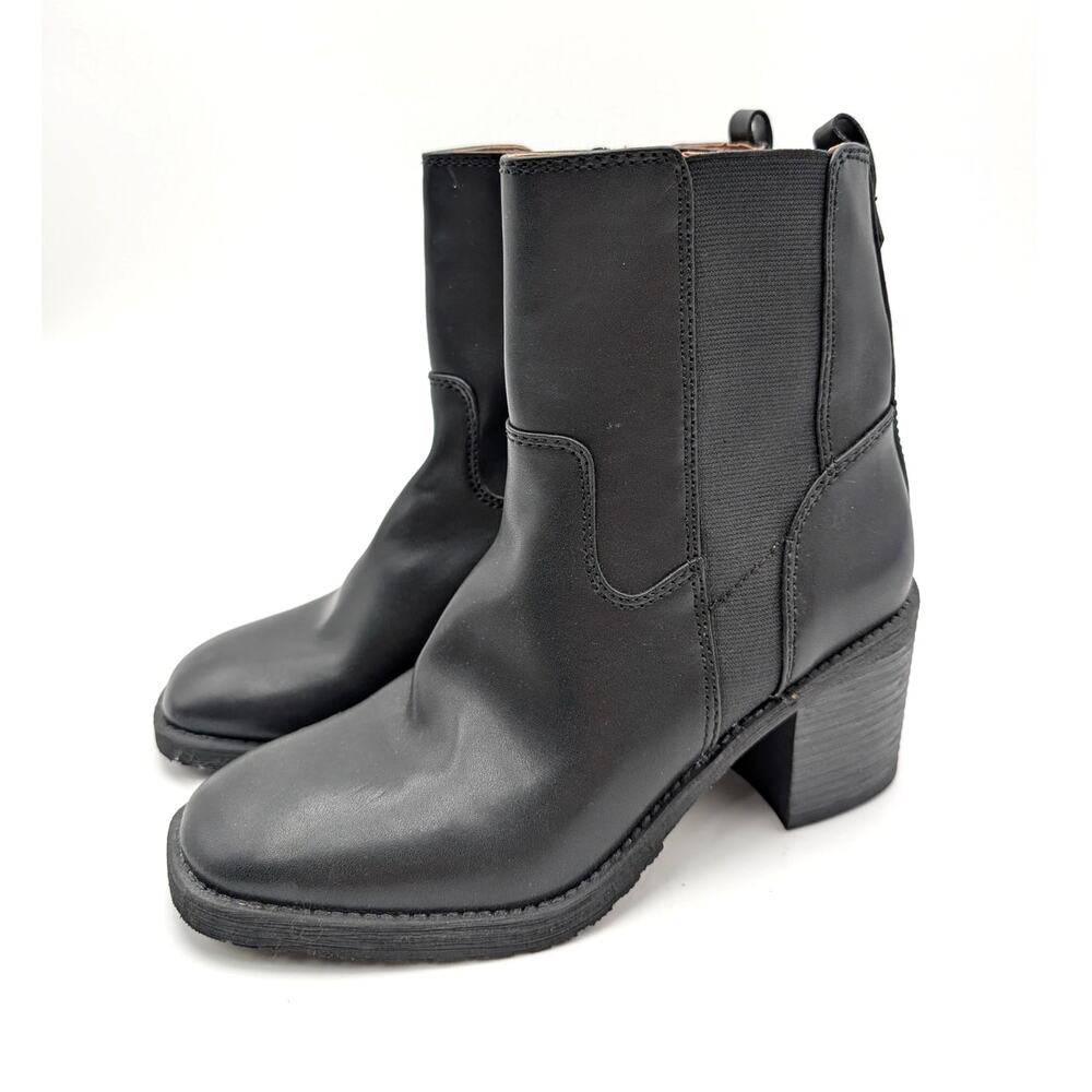 Zodiac Claret Block Heel Bootie Square Toe Women's Black Size US8.5M EU39